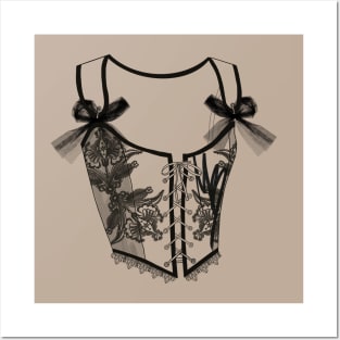 Corset vintage. Fashion illustration. Lingerie. Posters and Art